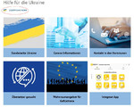 Themenseite „Hilfe für die Ukraine“ mit einem Klick in ukrainischer Sprache